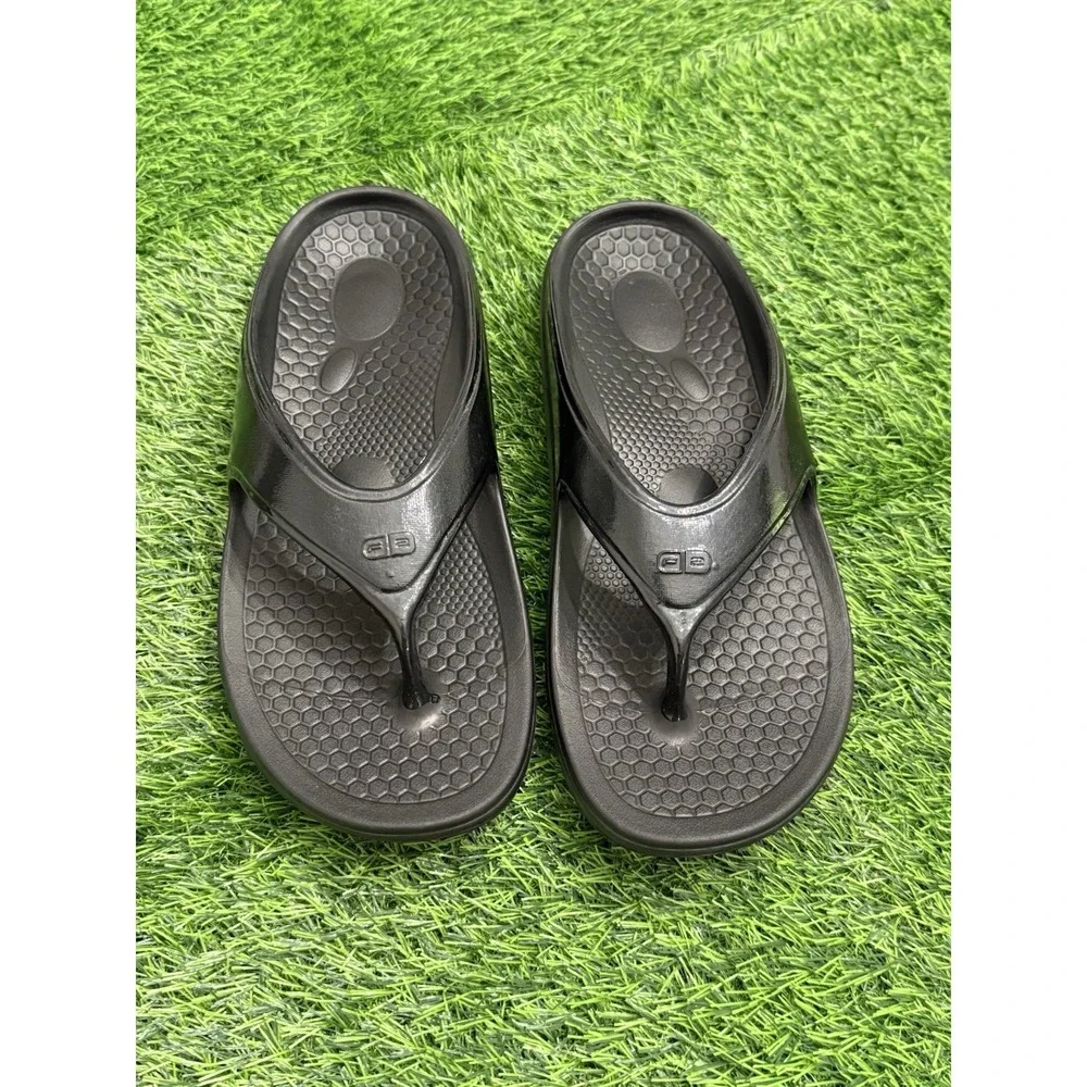 Spenco Fusion 2 Recovery Thong Sandals Comfort Glossy Black Men's 9 Women's 11
